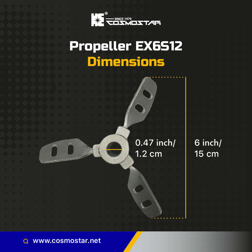 Cosmostar EX6S12 6 inches Expandable Stainless Steel Agitator Mixing Blade Compatible with 0.47” /12mm Shaft