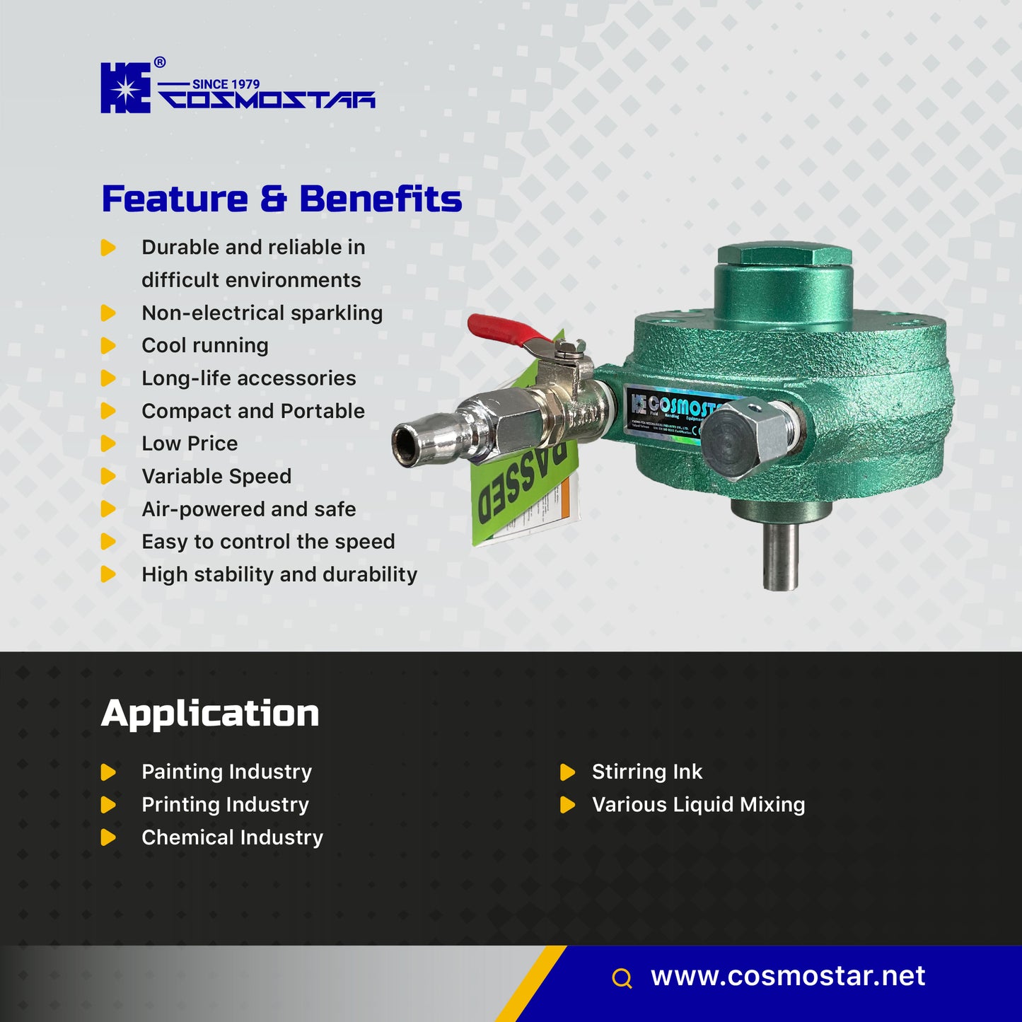 COSMOSTAR AM0701 0.9 HP VaneType Air Motor