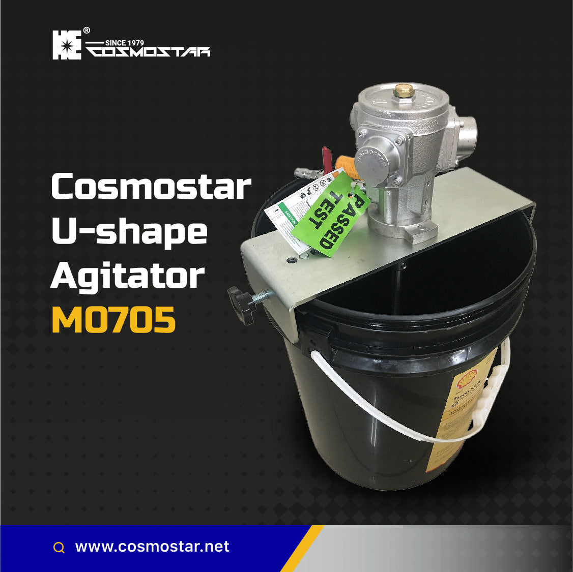 COSMOSTAR M0705 5 Gallon U Shape Pail Pneumatic Agitator