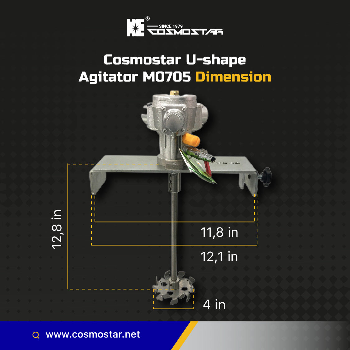 COSMOSTAR M0705 5 Gallon U Shape Pail Pneumatic Agitator