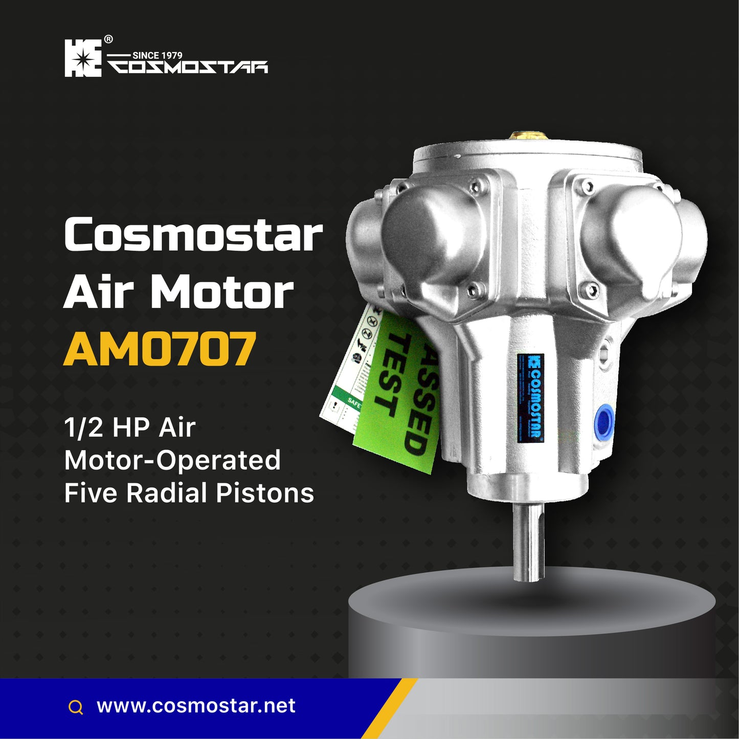 COSMOSTAR AM0707 1/2HP Radial Five-Piston Air Motor