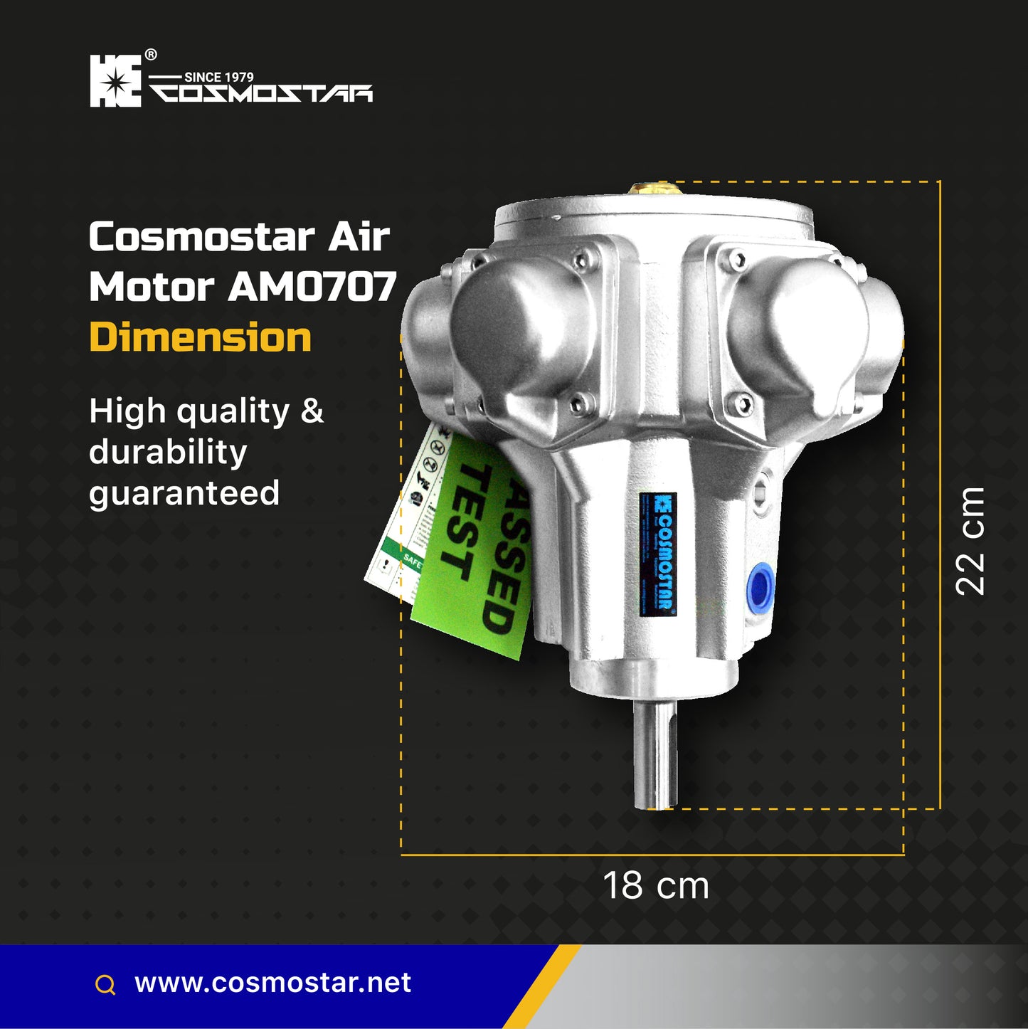 COSMOSTAR AM0707 1/2HP Radial Five-Piston Air Motor