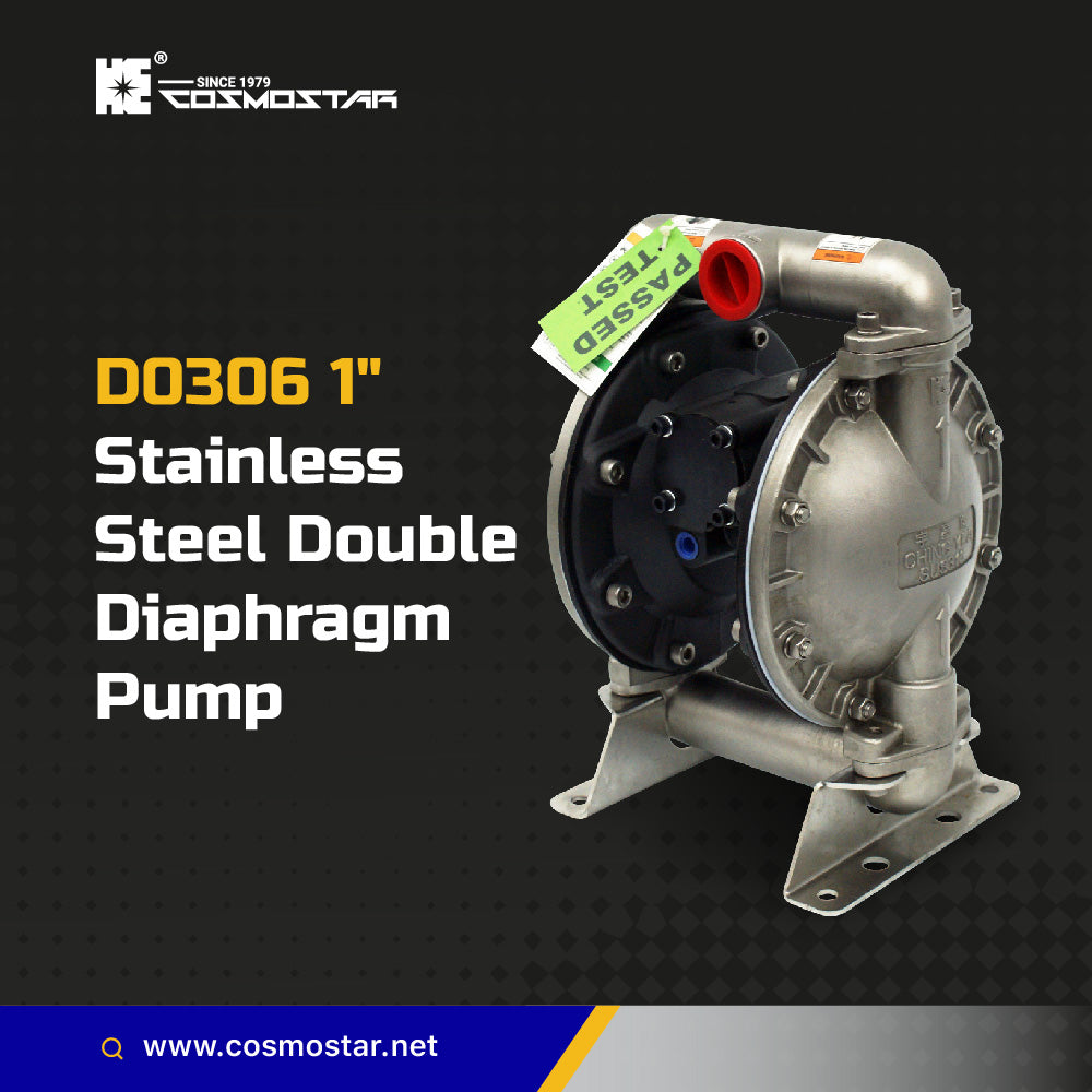 COSMOSTAR D0306 1" Stainless Steel Double Diaphragm Transfer Pump