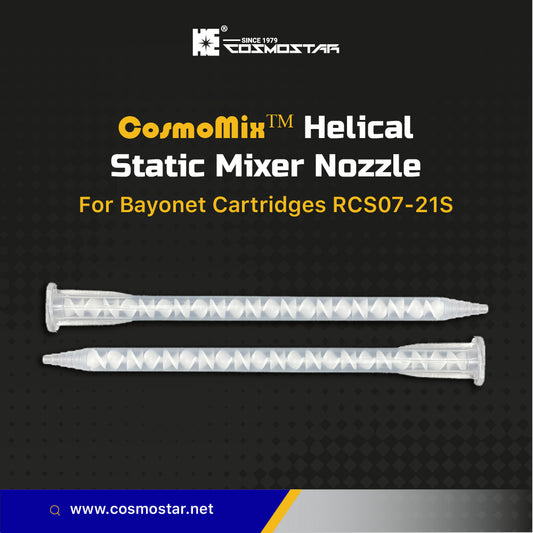 CosmoMix RCS07-21S , 100 Pieces , Helical Static Mixer Nozzle Tube Tip, Bayonet Connection, 6 Inches, 21 Elements