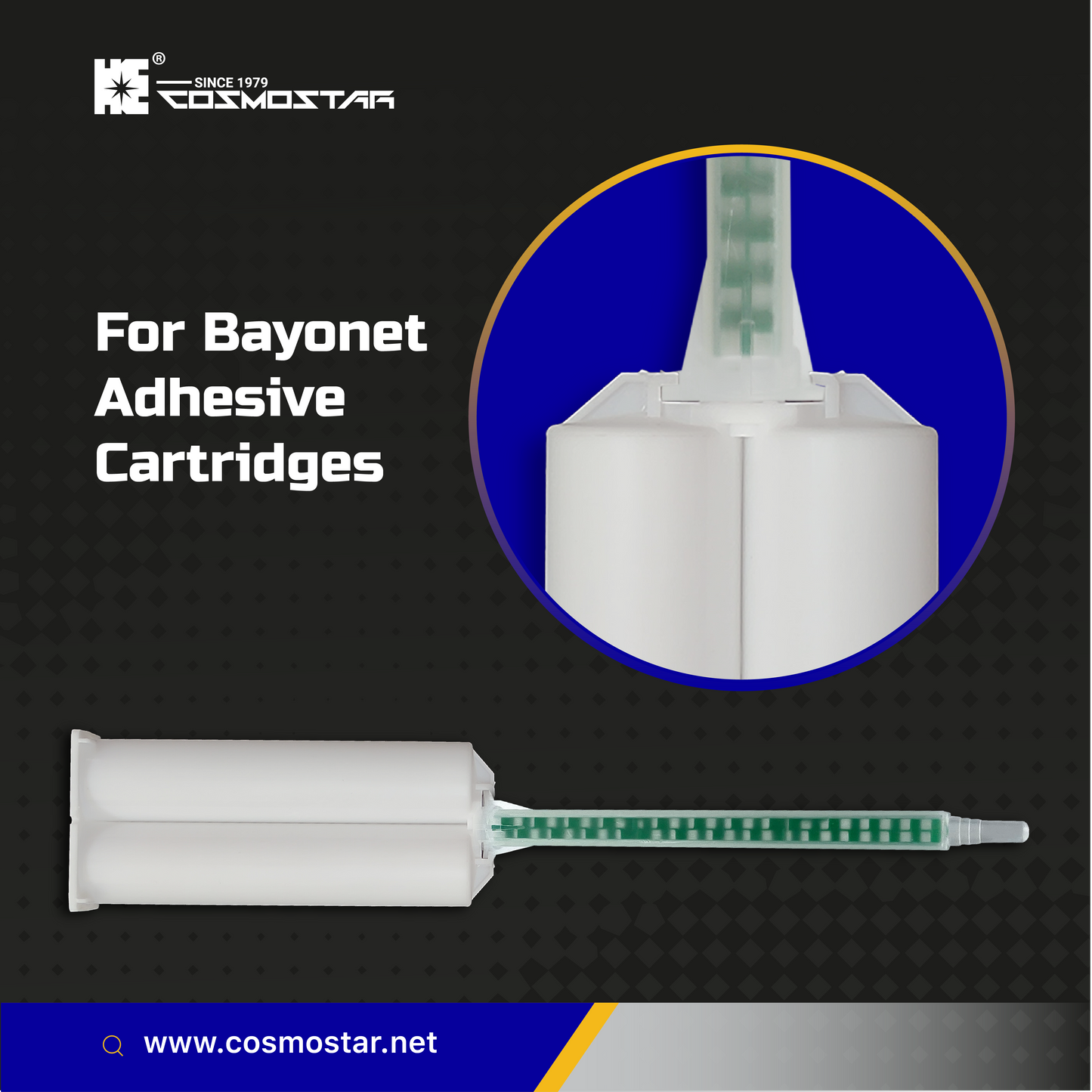 CosmoMix RSS06-24L , 400 Pieces Square Static Mixer Nozzle Tube Tip, Bayonet Connection, 4.5 Inches, 24 Elements