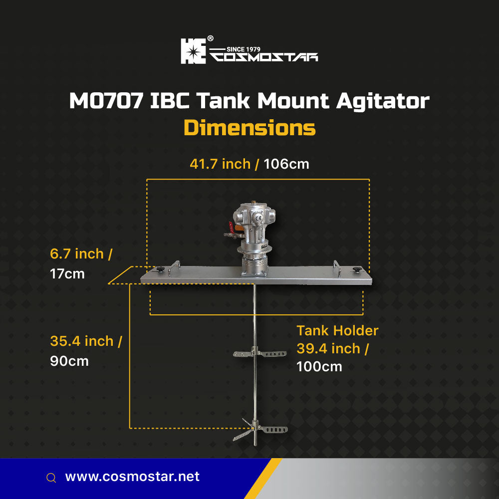 COSMOSTAR M0707 with Gear Box 3:1 Pneumatic Agitator for  IBC Mount for IBC Tank