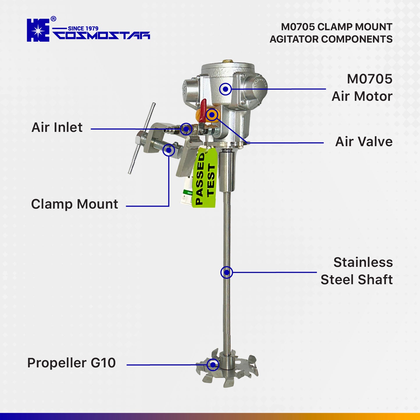 COSMOSTAR M0705 5 Gallon Pneumatic Agitator Clamp Mount