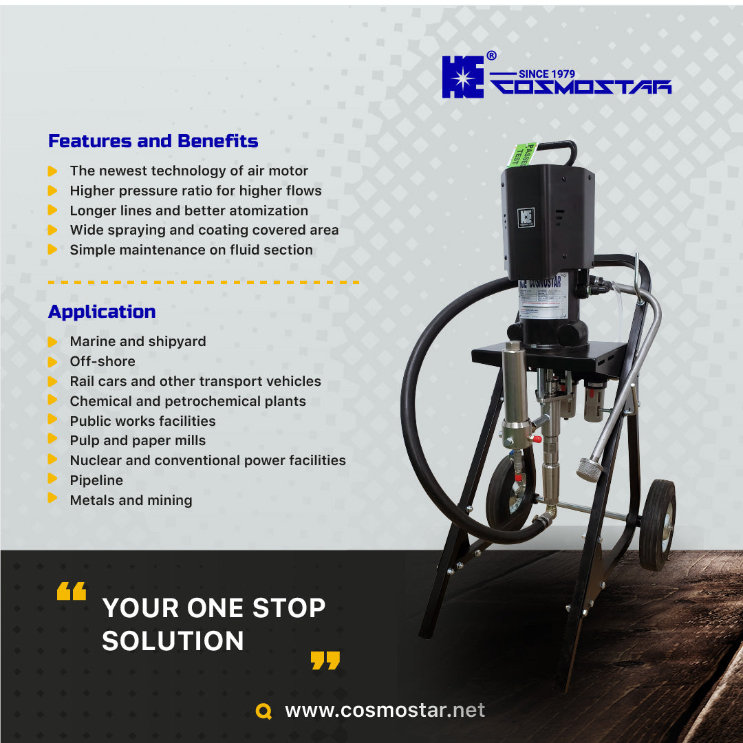 COSMOSTAR AX1300 30:1 Pneumatic Airless Sprayer -Wall Mount
