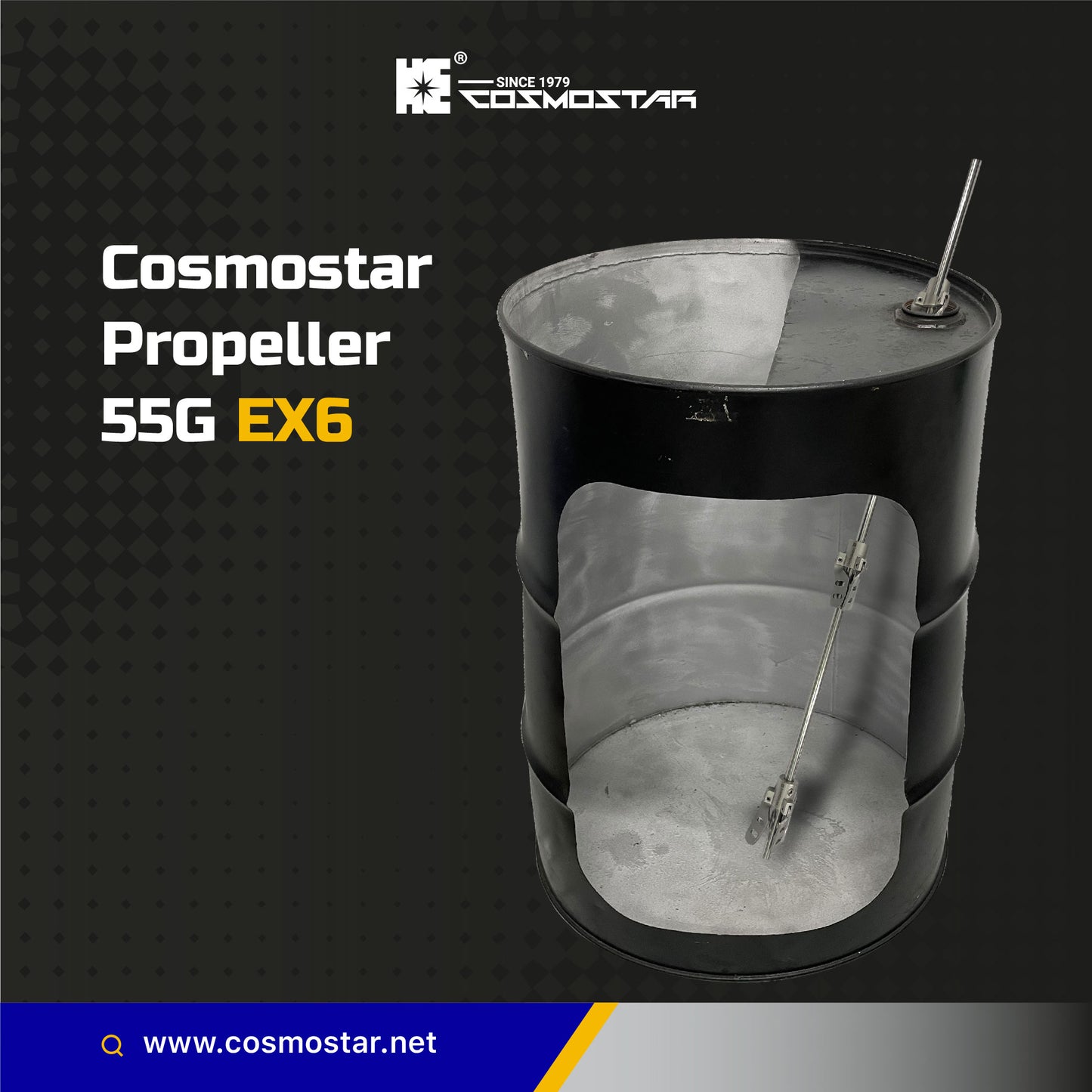 COSMOSTAR Stainless Steel Mixing Expandable Blade 55 Gallon Paint Mixer Stirring Propeller Tools with ⌀0.47” Shaft Rod, Expandable ⌀ 6 in.
