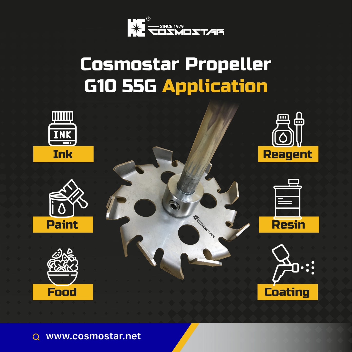 COSMOSTAR Stainless Steel Mixing 3.94" Gear Blade 55 Gallon Paint Mixer Stirring Propeller Tools