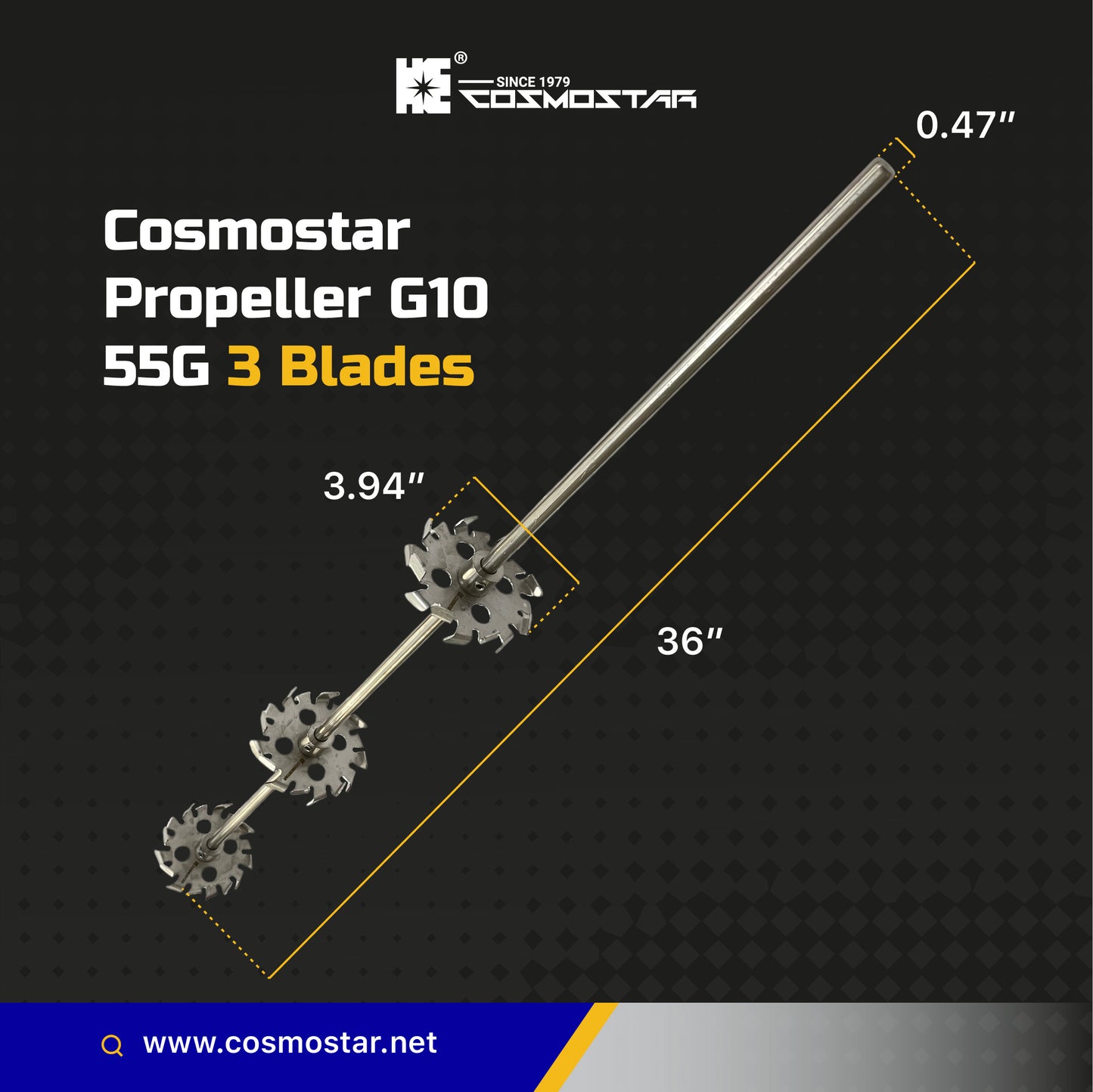 COSMOSTAR Stainless Steel Mixing 3.94" Gear Blade 55 Gallon Paint Mixer Stirring Propeller Tools