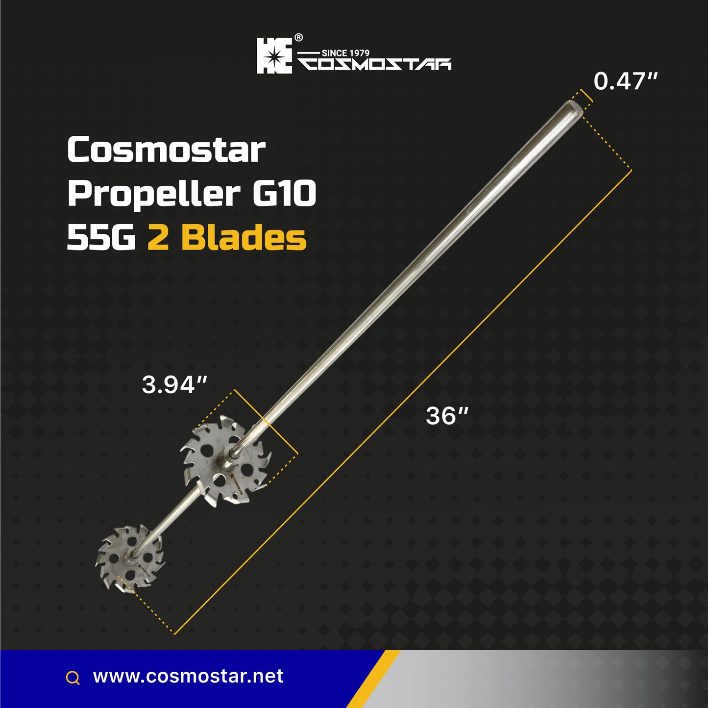 COSMOSTAR Stainless Steel Mixing 3.94" Gear Blade 55 Gallon Paint Mixer Stirring Propeller Tools