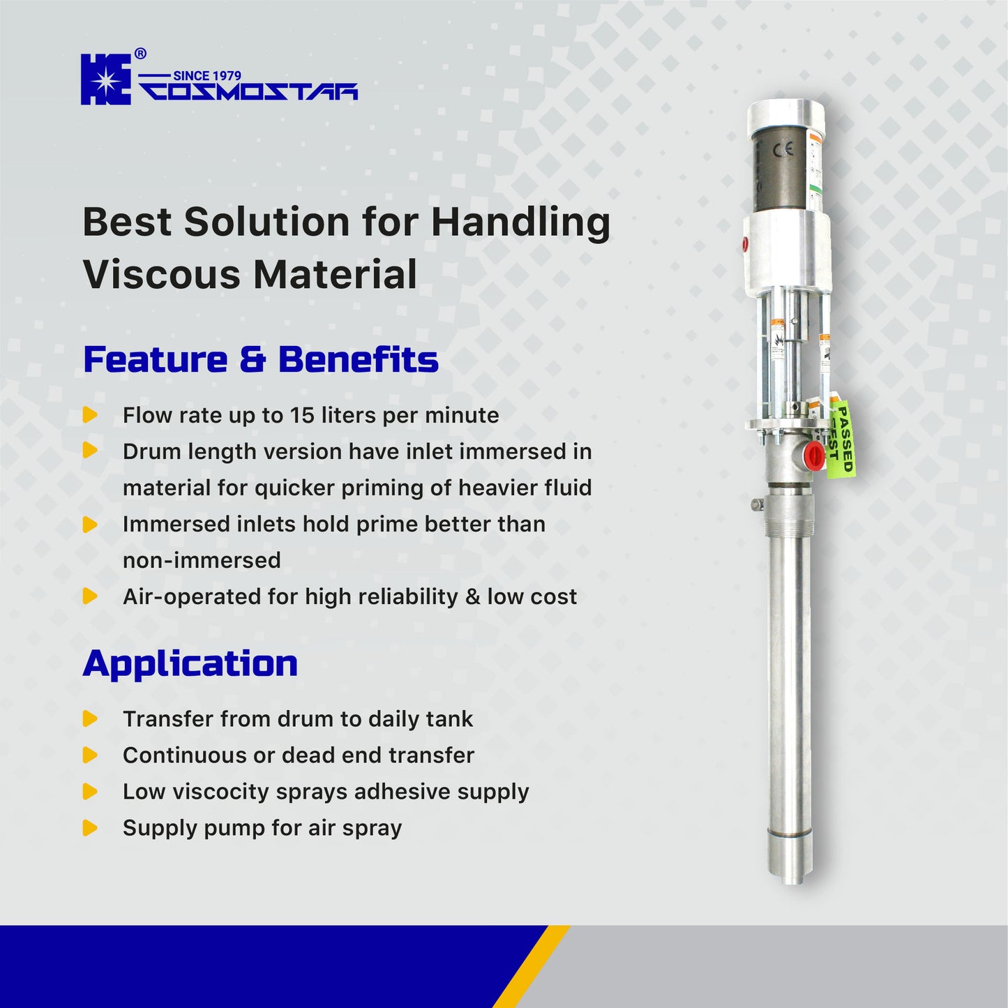 COSMOSTAR P0204 2.5" HI FLUX 2:1  Pneumatic Piston Transfer Pump