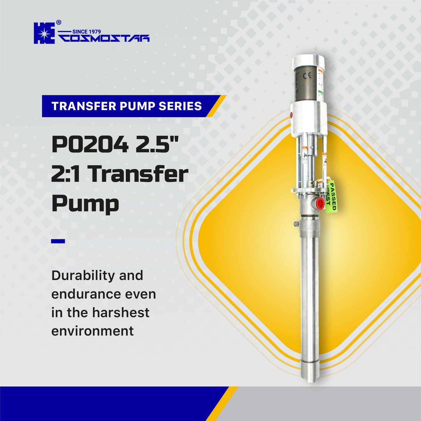 COSMOSTAR P0204 2.5" HI FLUX 2:1  Pneumatic Piston Transfer Pump