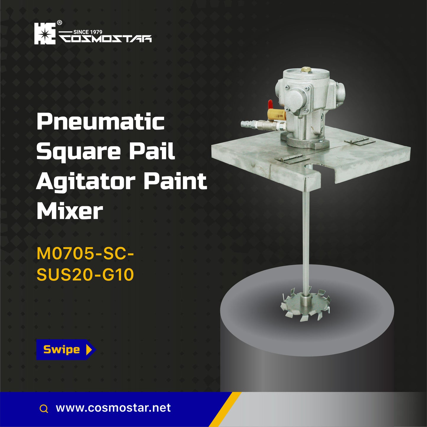 COSMOSTAR M0705 5 Gallon Pneumatic Square Pail Agitator