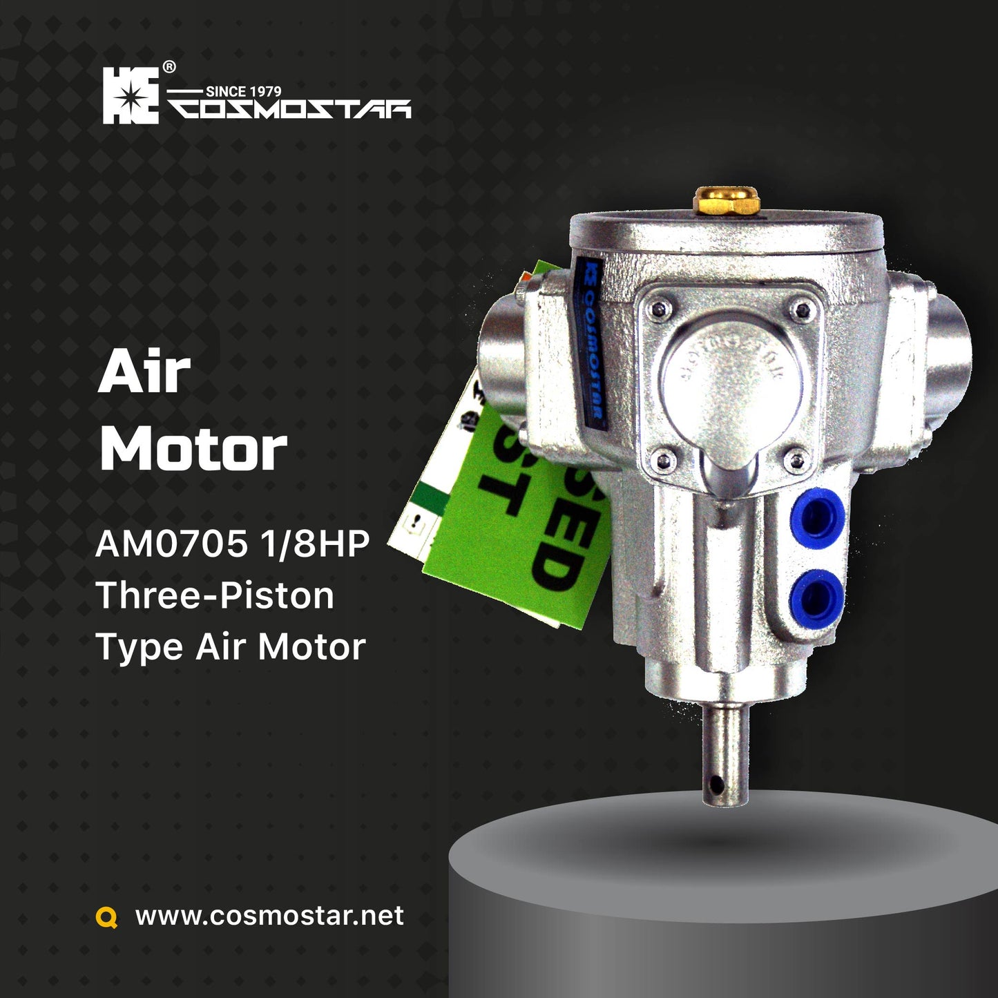 COSMOSTAR AM0705 1/8HP Radial Three-Piston  Air Motor