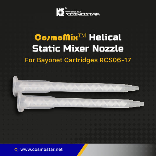 CosmoMix RCS06-17S 500 Pieces, Helical Static Mixer Nozzle Tube Tip, Bayonet Connection, 4 Inches, 17 Elements