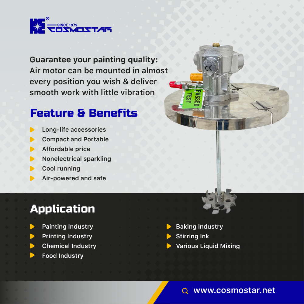 M0705 Round Cover 20 Liter European Sized Bucket (13.7" / 35 cm) Pneumatic Pail Agitator Paint Mixer