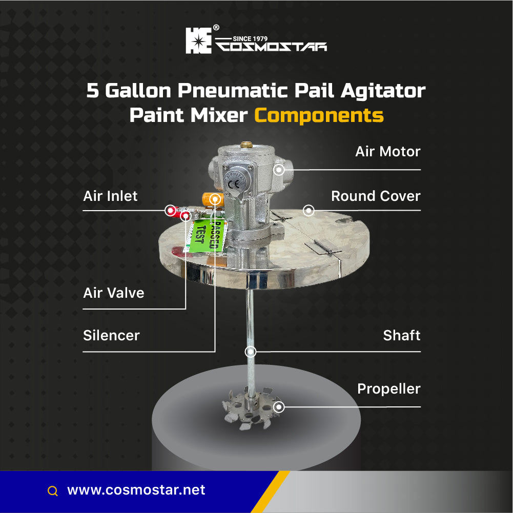 M0705 Round Cover 5 Gallon Pneumatic Pail Agitator