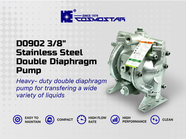 COSMOSTAR D0902 3/8" Stainless Steel Double Diaphragm Transfer Pump