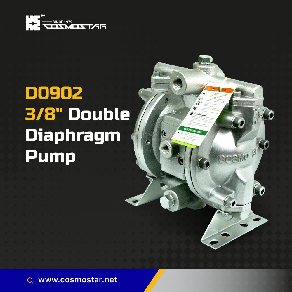 COSMOSTAR D0902 3/8" Stainless Steel Double Diaphragm Transfer Pump