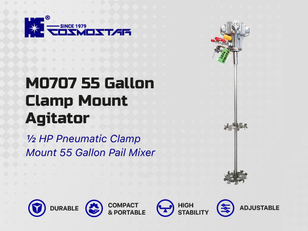 COSMOSTAR M0707 1/2 HP 55 Gallon COSMOSTAR 55 Gallon Pneumatic Agitator 1/2 HP, 7 N.M Clamp Mount Tank Barrel Drum Mixer