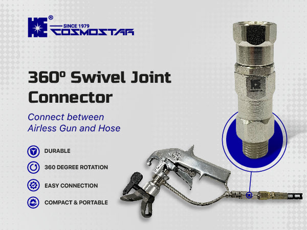 Cosmostar 360° 1/4" Inch Pressure Swivel Joint for Airless Hose, Gun and Sprayer (Ships from USA)
