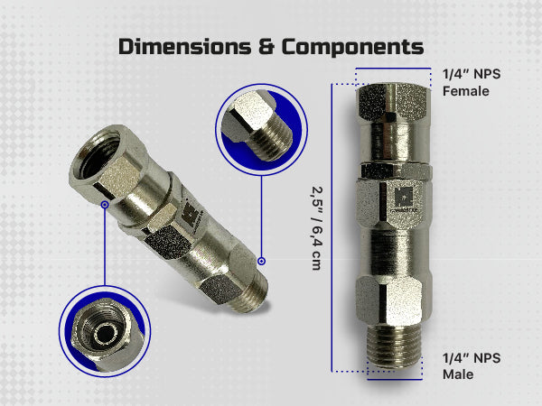 Cosmostar 360° 1/4" Inch Pressure Swivel Joint for Airless Hose, Gun and Sprayer (Ships from USA)