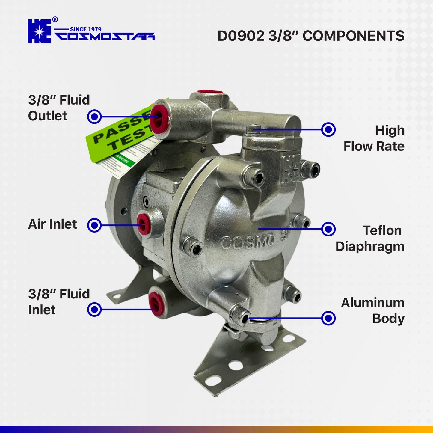 COSMOSTAR D0902 3/8" Double Diaphragm Transfer Pump