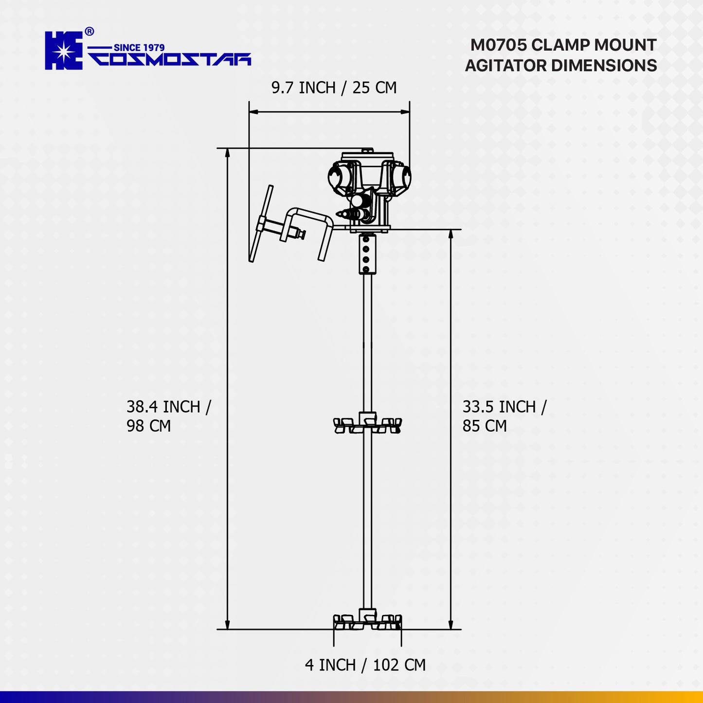 COSMOSTAR M0705 55 Gallon Pneumatic Agitator Clamp Mount