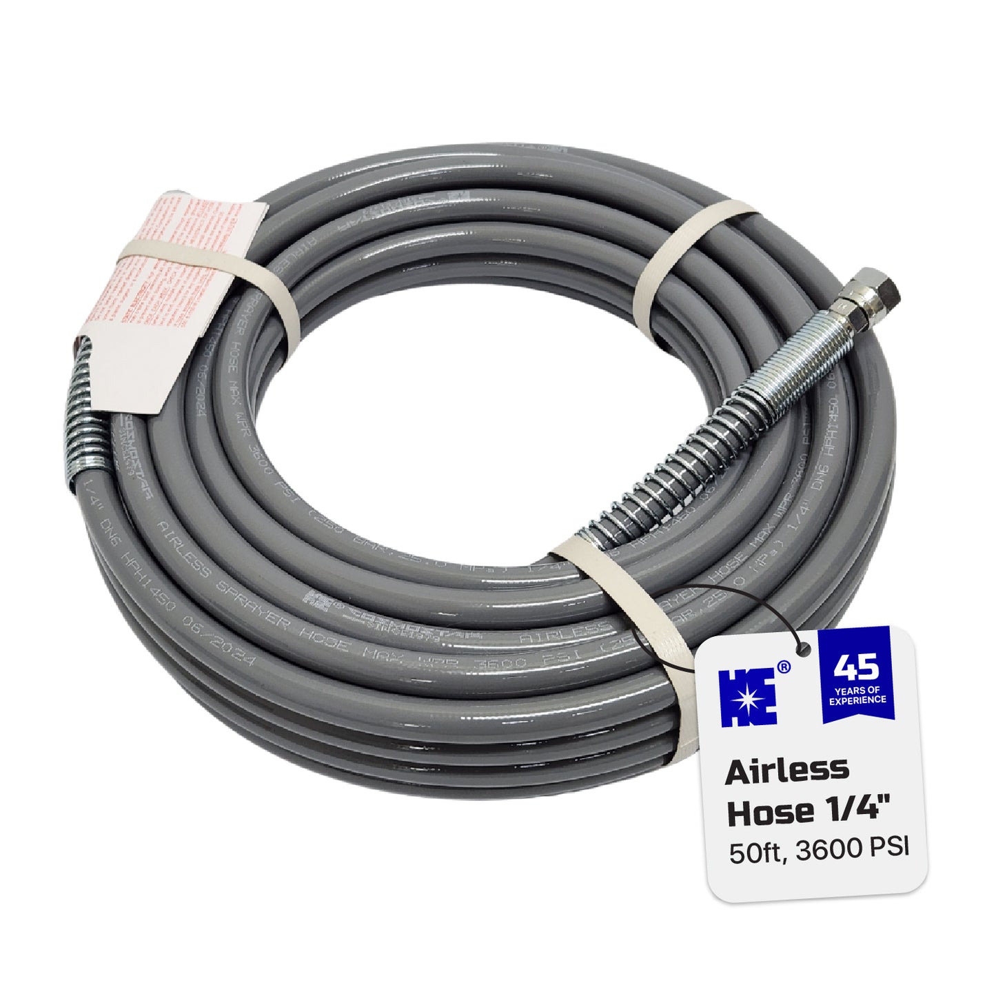 Cosmostar 1/4" x 50 feet Airless Sprayer Hose - 3600 PSI Max Pressure, Durable & Universal Fit Whip Hose  (Ships from USA)