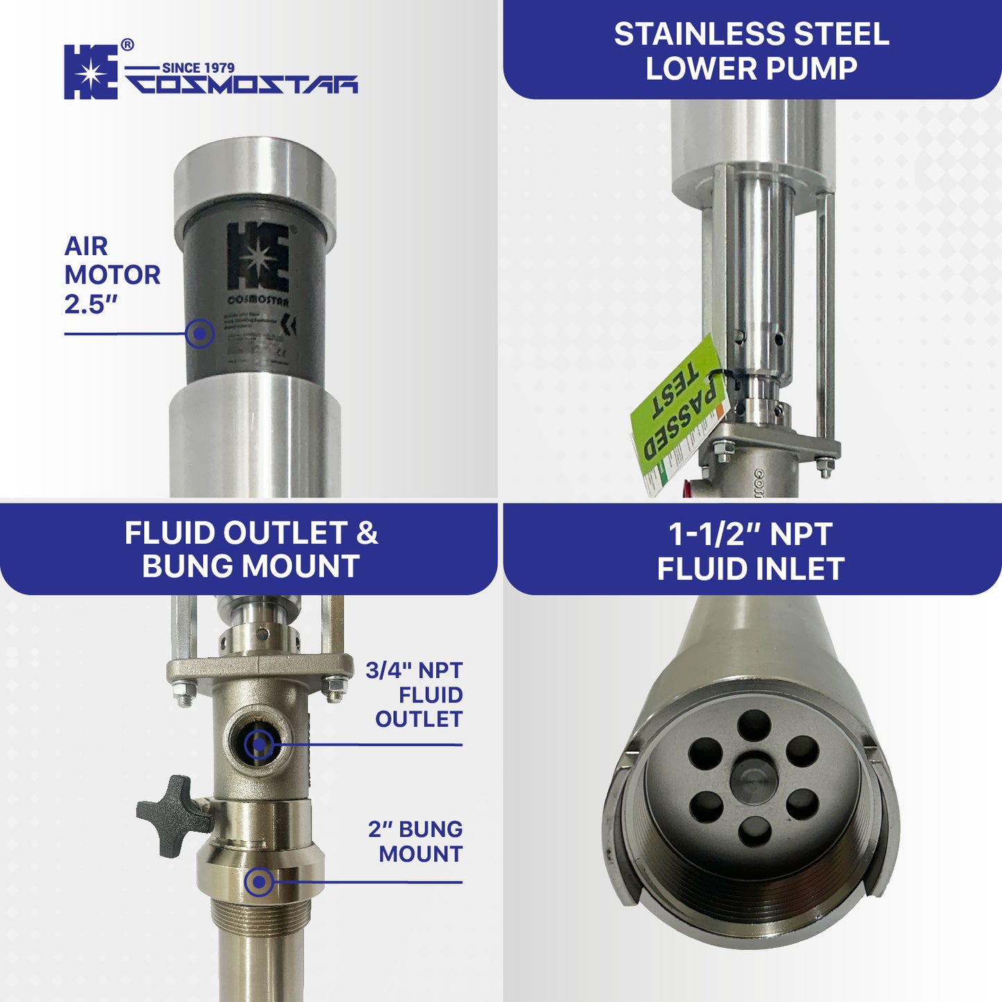 COSMOSTAR P0204 2.5" HI FLUX 2:1  55 Gallon Pneumatic Piston Transfer Pump