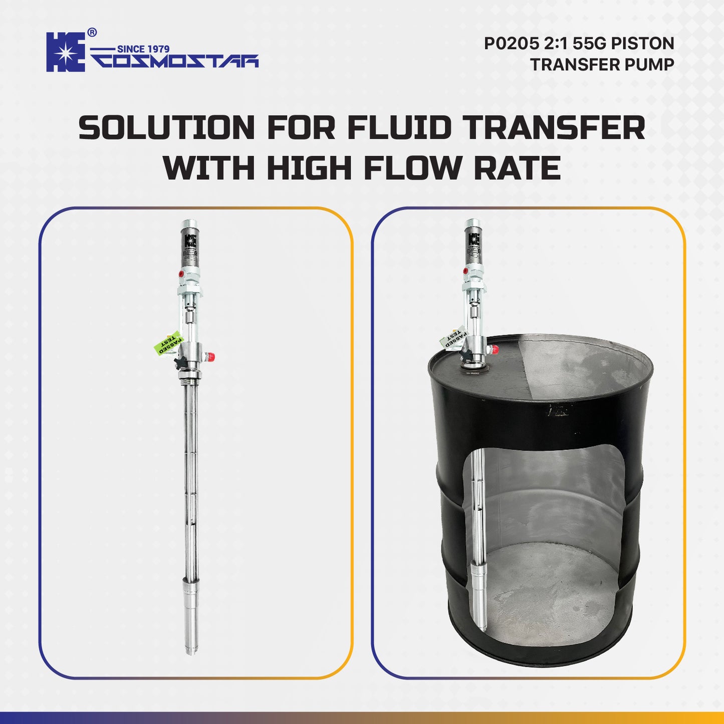 COSMOSTAR P0205 2:1 55 Gallon Pneumatic Polyurea  Piston Pump