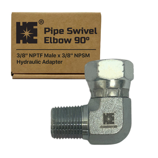 Cosmostar 3/8" NPTF Male x 3/8" NPSM Female 90 Degree Swivel Hydraulic Adapter