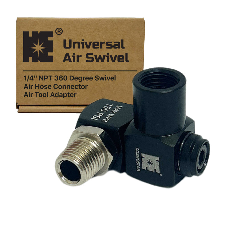 Cosmostar 1/4" NPT 360° Swivel Air Hose Connector (2-Pack)