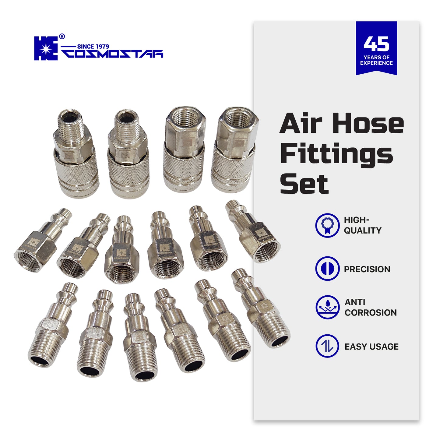 Cosmostar 16-Piece 1/4" NPT  Air Hose Fittings Set