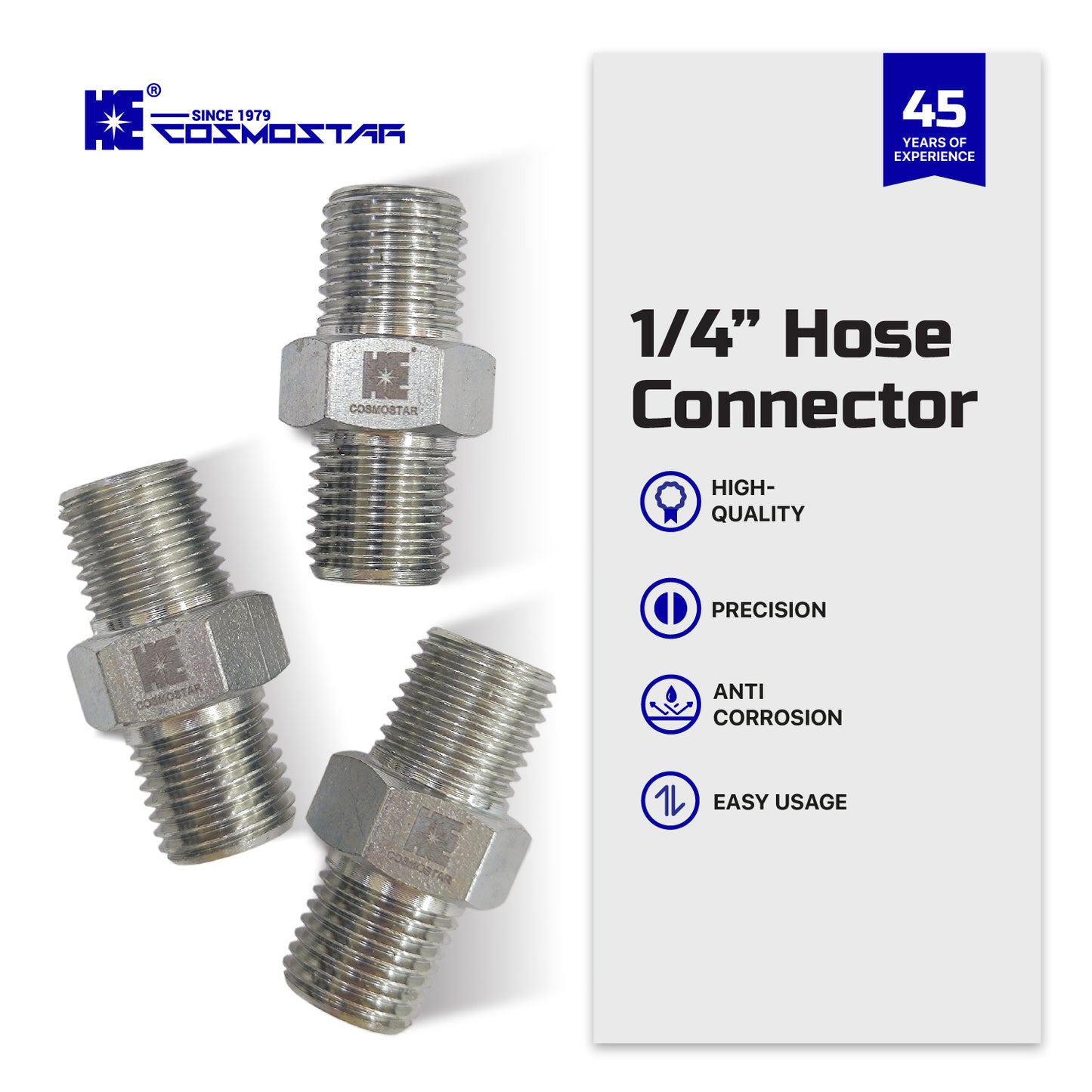 Cosmostar 1/4" x 1/4" Hose Fitting for Connecting 1/4" Airless Paint Hoses, Compatible with 243025-3 pcs (NGG0404S-3P)