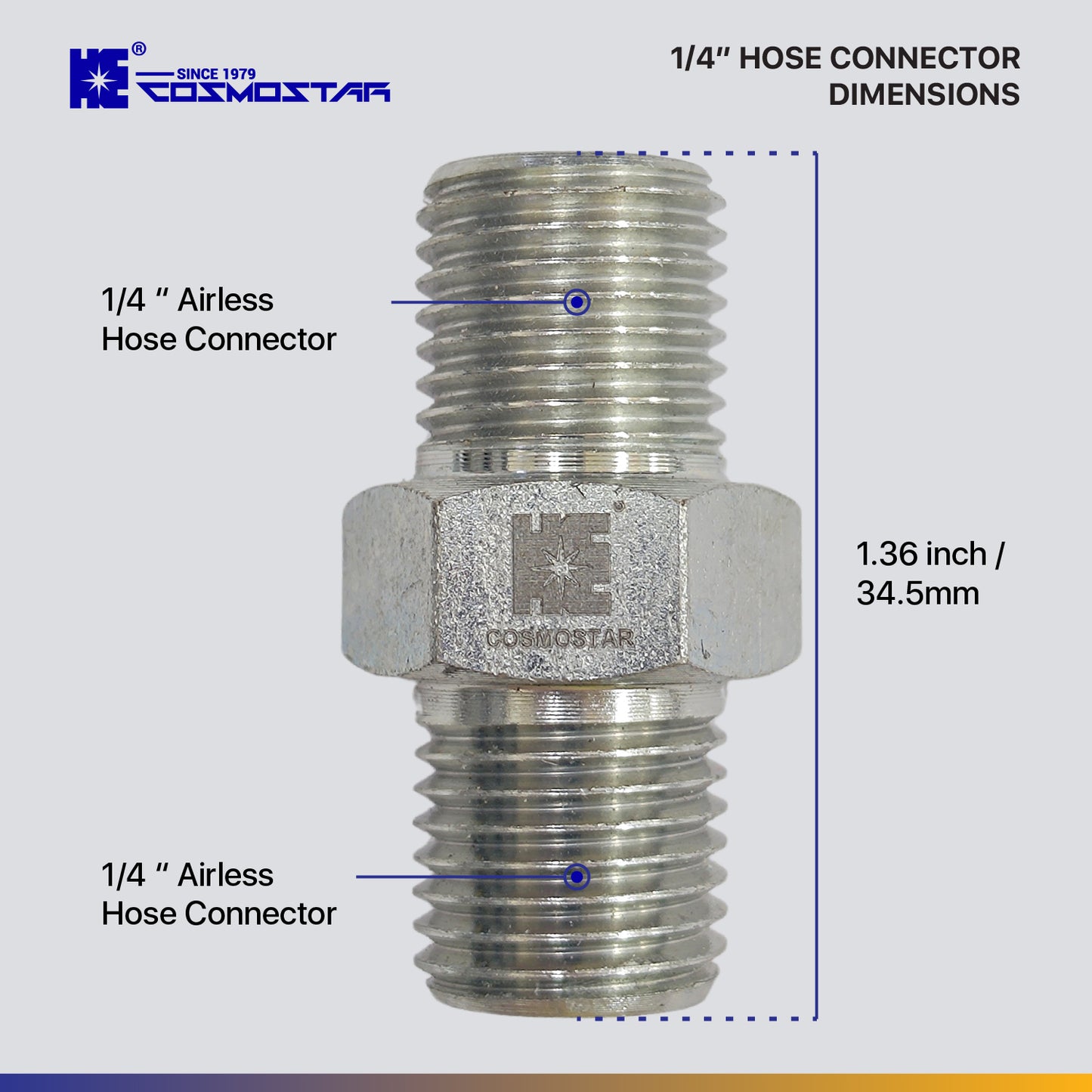 Cosmostar 1/4" x 1/4" Hose Fitting for Connecting 1/4" Airless Paint Hoses, Compatible with 243025-3 pcs (NGG0404S-3P)