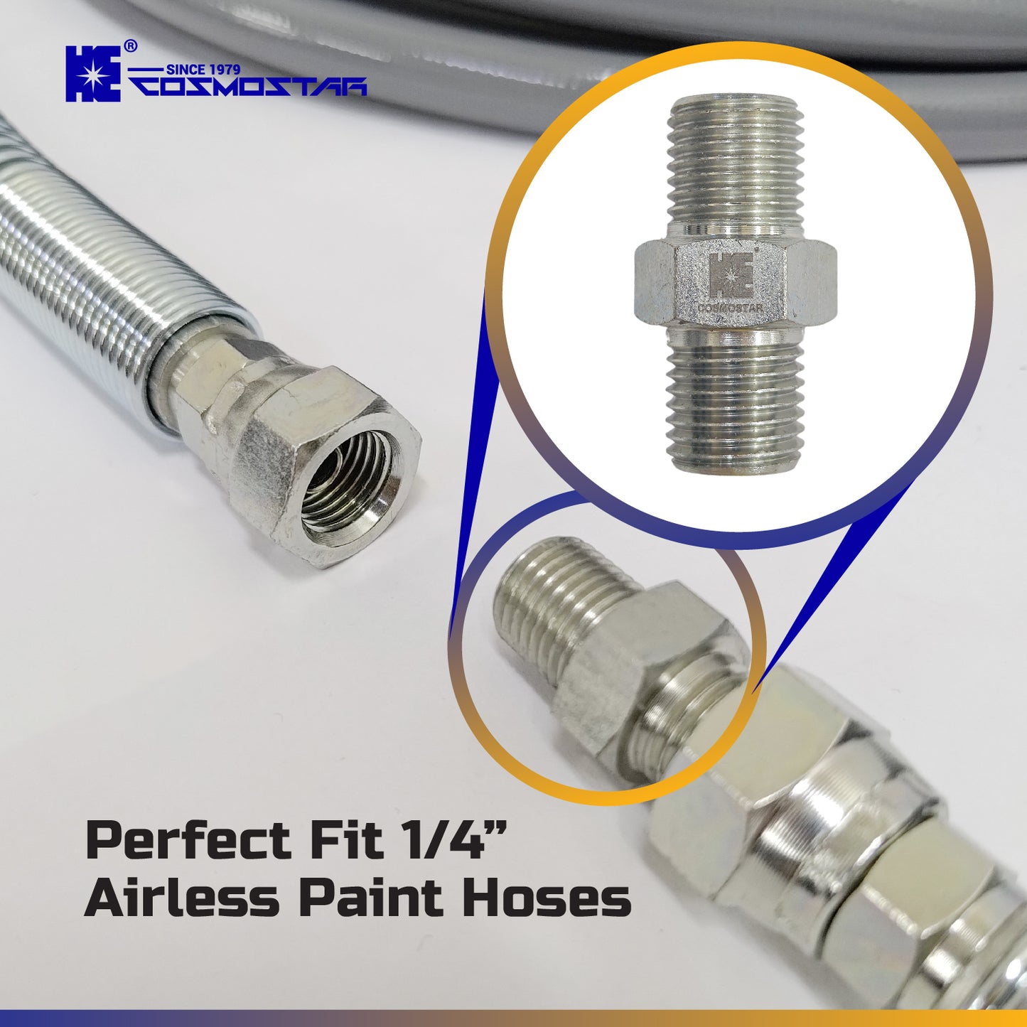 Cosmostar 1/4" x 1/4" Hose Fitting for Connecting 1/4" Airless Paint Hoses, Compatible with 243025-3 pcs (NGG0404S-3P)