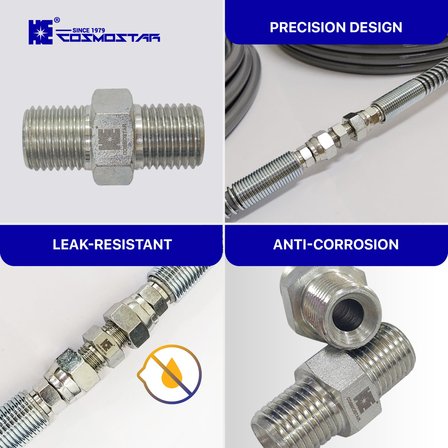 Cosmostar 1/4" x 1/4" Hose Fitting for Connecting 1/4" Airless Paint Hoses, Compatible with 243025-3 pcs (NGG0404S-3P)
