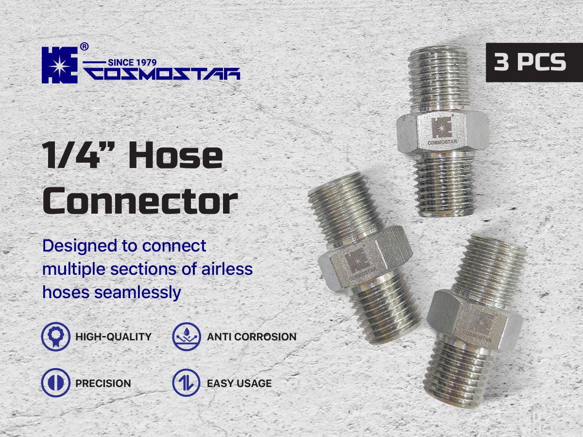 Cosmostar 1/4" x 1/4" Hose Fitting for Connecting 1/4" Airless Paint Hoses, Compatible with 243025-3 pcs (NGG0404S-3P)