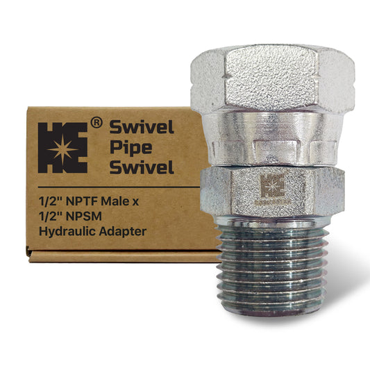 Cosmostar 1/2" NPTF Male x 1/2" NPSM Female Swivel Hydraulic Adapter