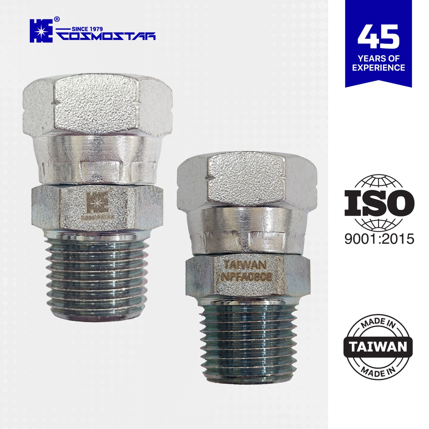 Cosmostar 1/2" NPTF Male x 1/2" NPSM Female Swivel Hydraulic Adapter