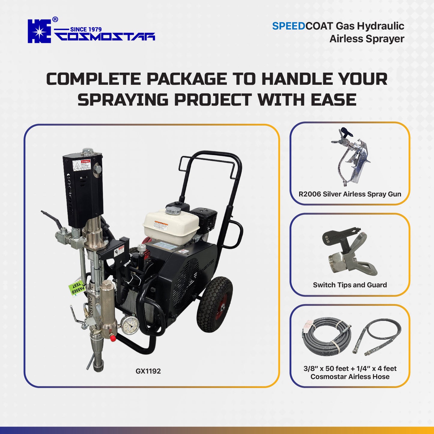 Cosmostar SpeedCoat GX1192 Hydraulic Airless Sprayer