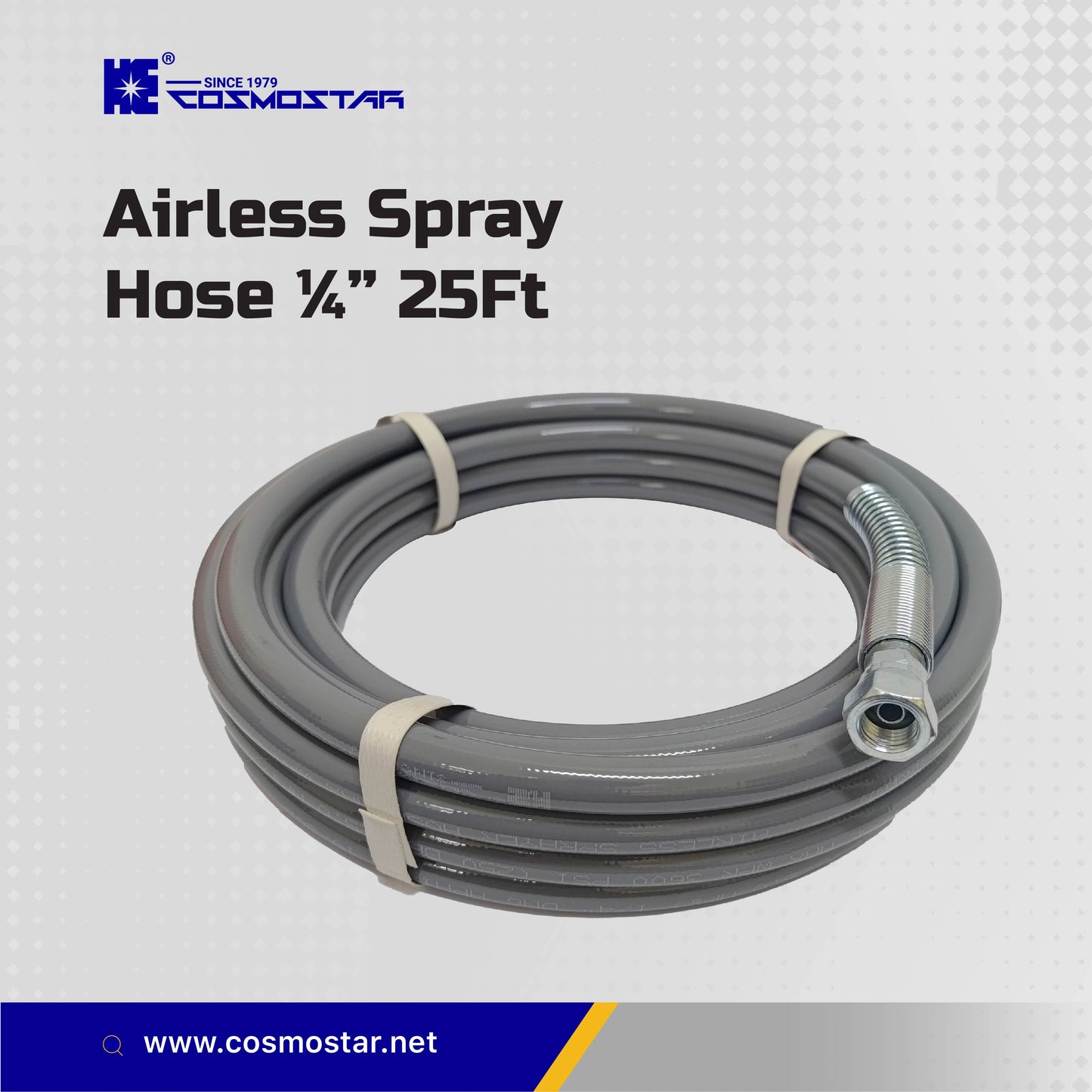 Cosmostar 1/4" x 25 feet Airless Sprayer Hose - 3600 PSI Max Pressure, Durable & Universal Fit Whip Hose (Ships from USA)