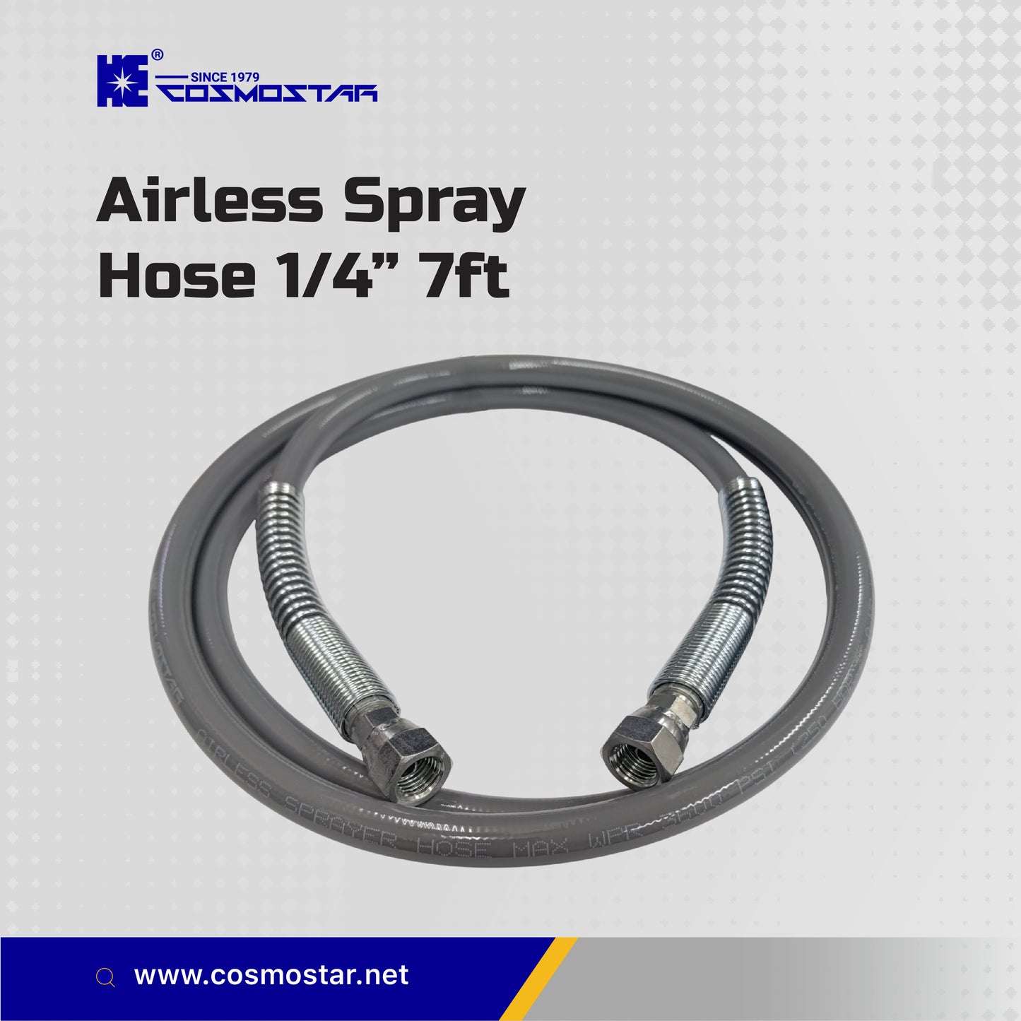 Cosmostar 1/4" x 7' Airless Paint Sprayer Whip Hose –3600 PSI Max Pressure (FBE) (Ships from USA)