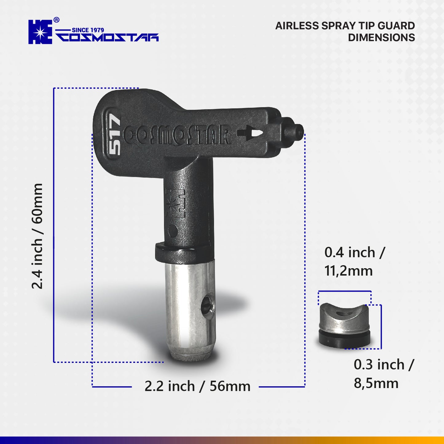 Cosmostar 7/8" Reversible Airless Spray Tip & Guard – 517 Tip Included