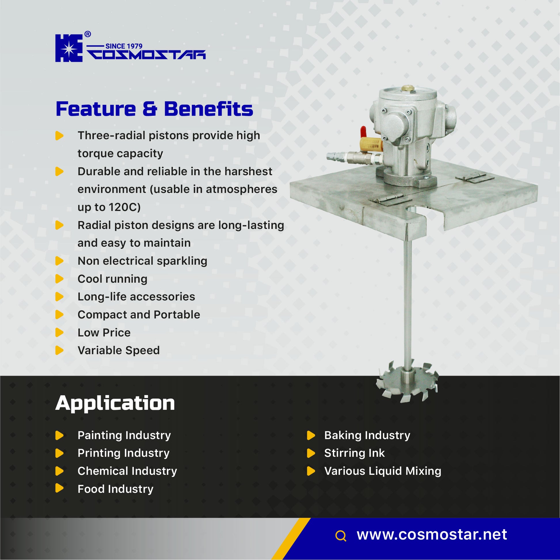 COSMOSTAR M0705 5 Gallon Pneumatic Square Pail Agitator