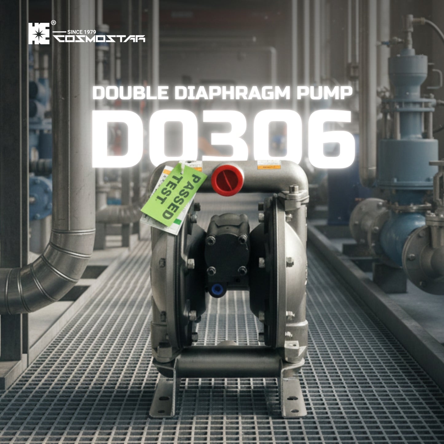 COSMOSTAR D0306 1" Stainless Steel Double Diaphragm Transfer Pump
