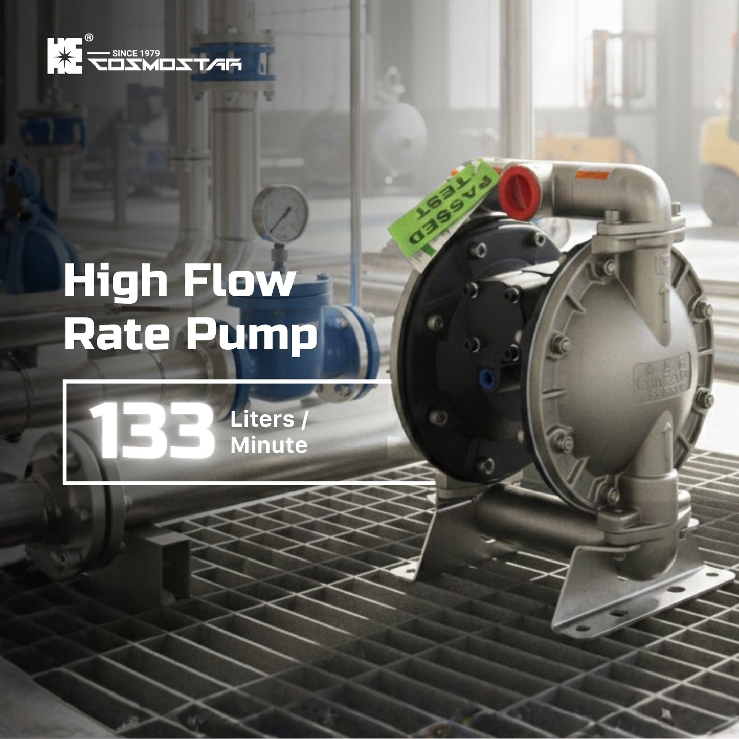 COSMOSTAR D0306 1" Stainless Steel Double Diaphragm Transfer Pump